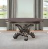 60" Gray Rounded Solid Wood Pedestal Base Dining Table