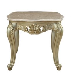 24" Antiqued White Faux Marble Square End Table