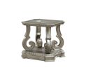 26" Antique Silver And Clear Glass End Table