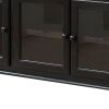 19" X 58" X 26" Black Wood Glass Veneer (Melamine) TV Stand