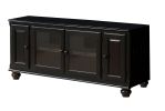 19" X 58" X 26" Black Wood Glass Veneer (Melamine) TV Stand