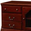 19" X 58" X 26" Cherry Wood Glass TV Stand