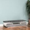 20" X 63" X 16" White Gray Wood Glass Metal Veneer TV Stand