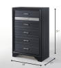 34" Black Solid Wood Six Drawer Chest