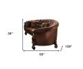 55" Brown Velvet Curved Settee