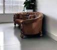 55" Brown Velvet Curved Settee