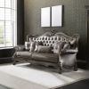 46" Platinum Velvet Curved Sofa And Toss Pillows