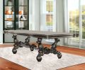 46" Platinum Solid Wood Trestle Base Dining Table
