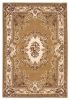 8'X11' Beige Ivory Machine Woven Hand Carved Floral Medallion Indoor Area Rug