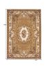 8'X11' Beige Ivory Machine Woven Hand Carved Floral Medallion Indoor Area Rug