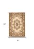 8'X11' Ivory Machine Woven Hand Carved Floral Medallion Indoor Area Rug