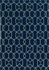 7'X10' Navy Blue Hand Hooked Uv Treated Trellis Indoor Outdoor Area Rug