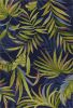 8'X10' Ink Blue Hand Hooked Uv Treated Oversized Tropical Leaves Indoor Outdoor Area Rug