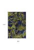 8'X10' Ink Blue Hand Hooked Uv Treated Oversized Tropical Leaves Indoor Outdoor Area Rug