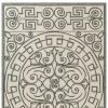 8'X10' Ivory Grey Hand Woven Uv Treated Greek Key Medallion Indoor Outdoor Area Rug