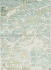 8'X11' Sand Grey Machine Woven Abstract Watercolor Indoor Area Rug