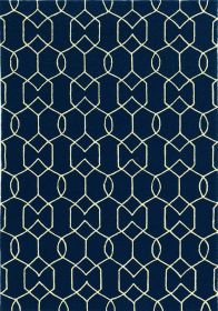8'X11' Navy Blue Hand Hooked Uv Treated Trellis Indoor Outdoor Area Rug
