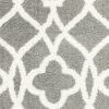8'X11' Grey Ivory Machine Woven Ogee Indoor Shag Area Rug