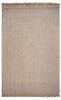 9'X12' Oatmeal Beige Hand Woven Herringbone With Braided Fringe Indoor Area Rug