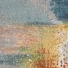 10'X13' Blue Rust Orange Machine Woven Abstract Brushstrokes Indoor Area Rug