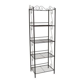 70" Brown Metal Etagere Bookcase